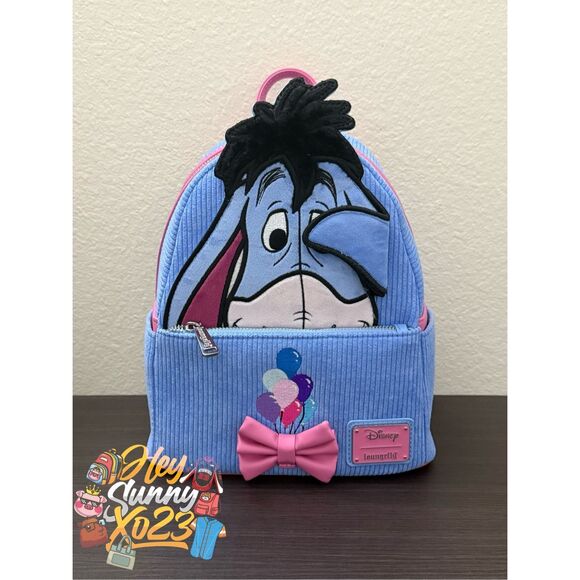 Loungefly Disney Winnie the Pooh Eeyore Peeking Corduroy Mini Backpack - Picture 1 of 6